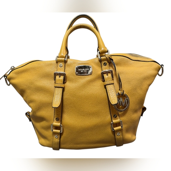 Michael Kors Hamilton North-South Yellow Pebble Leather Tote Bag - Picture 7 of 14